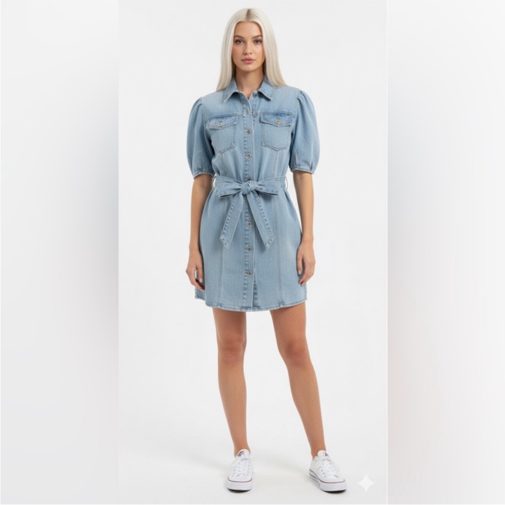 Jonathan Simkhai Mini Denim Dress With Tie